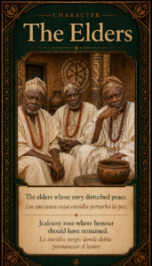 Character card of the elders whose envy disturbed Ejiogbe’s peace.