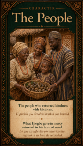 Character card of the people who returned kindness to Ejiogbe by bringing the snails needed for sacrifice.