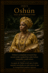 Character card of Oshún from the Ifá story The Path Where the Religious Preparation of the Paint Was Born.