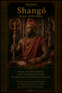 Character card of Shangó from the Ifá story The Path Where the Religious Preparation of the Paint Was Born.
