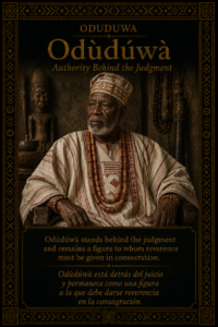 Character card of Odùdúwà from the Ifá story The Path Where the Religious Preparation of the Paint Was Born.